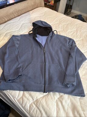 Swiss Tech Blue Dual-Tone Full Zip Fleece Hoodie Jacket - Men's XL